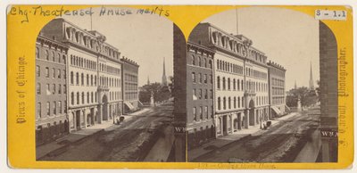 Uitzicht op Crosbys Opera House voor de brand van Chicago in 1871 door John Carbutt