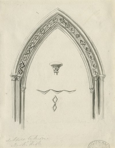 Interieur van Lichfield Kathedraal - Boog in Noordelijke Zijbeuk door John Carter