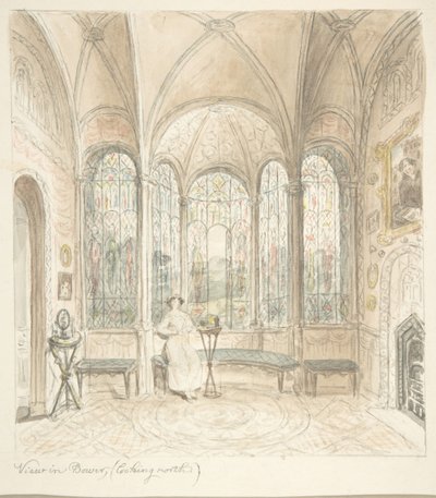 Lea Castle, Worcestershire, Uitzicht in Bower, kijkend naar het noorden door John Carter.