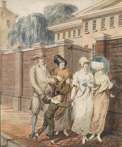 Zondagochtend voor het Arch Street Meeting House, Philadelphia door John Carter.