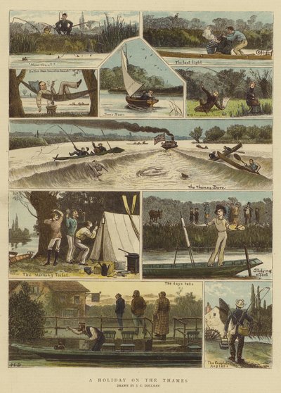 Een vakantie aan de Theems (chromolitho) door John Charles (after) Dollman