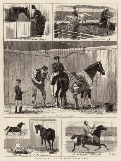 Schetsen op de Islington Horse Show door John Charles Dollman