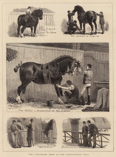 De trekpaardenshow in de Agricultural Hall door John Charles Dollman