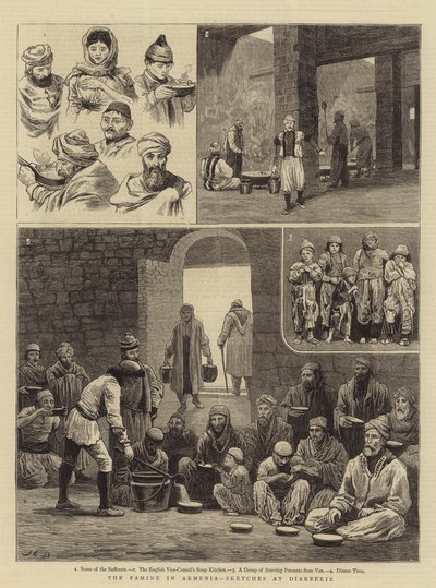 De Hongersnood in Armenië, Schetsen in Diarbekir door John Charles Dollman