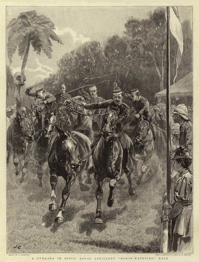 Een Gymkana in India, Royal Artillery Horse-Watering Race door John Charlton