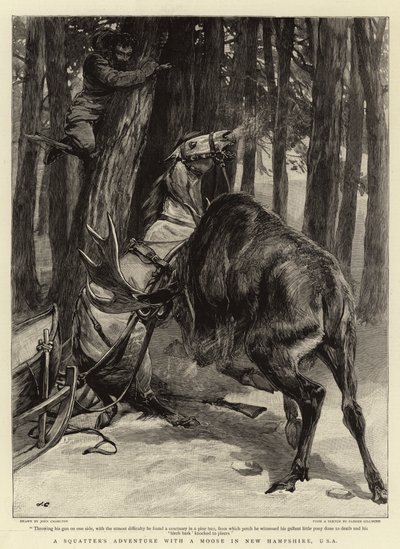 Een avontuur van een squatter met een eland in New Hampshire, VS door John Charlton