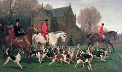 Gravin Spencer op de jager Goldfinch en John Poyntz, 5e Graaf Spencer op Misrule, met de Pytchley Hunt door John Charlton