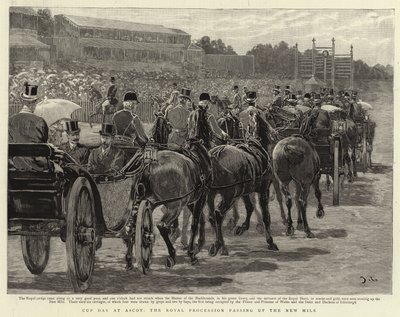 Cup Day op Ascot, de Koninklijke Processie passeert de New Mile door John Charlton