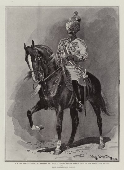 H H Sir Pertab Singh, Maharajah van Idar, een grote Indiase prins, een van de kroningsgasten door John Charlton