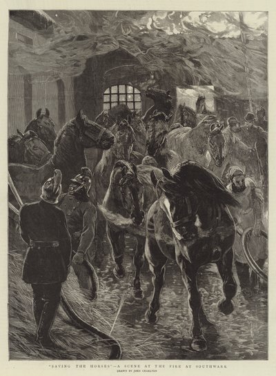 Het Redden van de Paarden, een Scène bij de Brand in Southwark door John Charlton