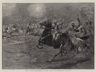 De Arabische ruiters in het Paris Hippodrome, Olympia door John Charlton