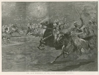 De Arabische ruiters in het Paris Hippodrome, Olympia door John Charlton