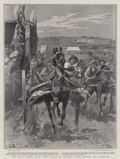 De Malta Paardenshow, de parade van landkarren voor de gouverneur door John Charlton