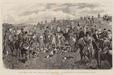 De Bijeenkomst van de Devon en Somerset Staghounds bij Hawkcombe Head door John Charlton