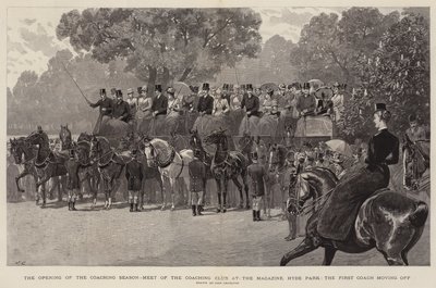 De Opening van het Koetseizoen, Bijeenkomst van de Coaching Club bij het Magazine, Hyde Park, de Eerste Koets vertrekt door John Charlton