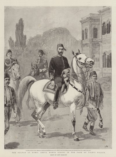 De sultan thuis, Abdul Hamid rijdt in het park van het Yildiz-paleis door John Charlton