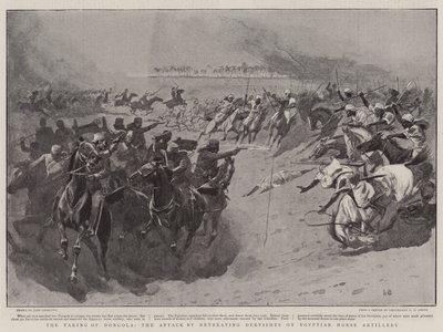 De inname van Dongola, de aanval door terugtrekkende Derwisjen op Egyptische paardenartillerie door John Charlton