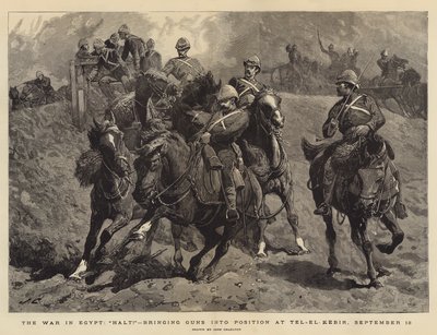 De Oorlog in Egypte, Halt!, het in Positie Brengen van Kanonnen bij Tel-el-Kebir, 13 september door John Charlton