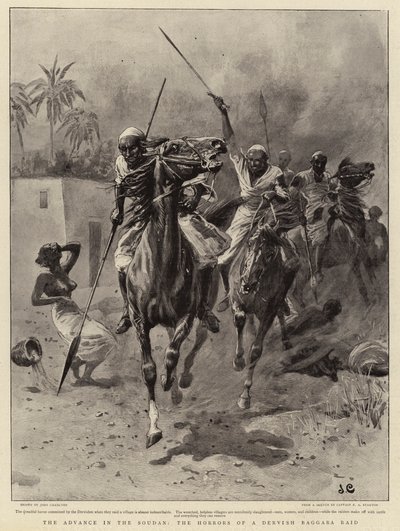 De opmars in de Soedan, de Verschrikkingen van een Dervish Baggara Aanval door John Charlton