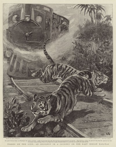 Tijgers op de lijn, een incident tijdens een reis op de Oost-Indische Spoorweg door John Charlton
