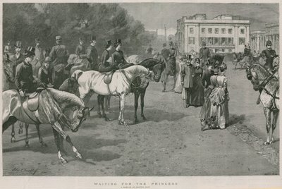 Wachten op de Prinses: een schets in Rotton Row, Hyde Park, Londen door John Charlton