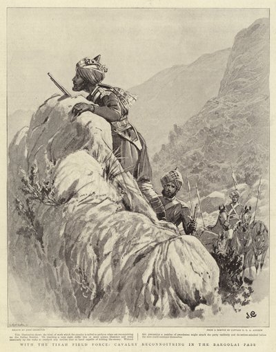 Met de Tirah Field Force, cavalerie verkent in de Bargolai-pas door John Charlton