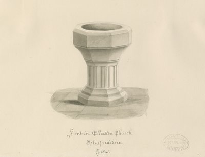 Doopvont in Ellastone Kerk door John Chessell Buckler