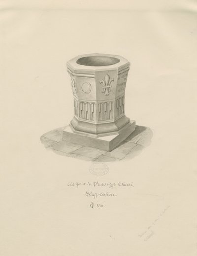 Doopvont in Penkridge Kerk door John Chessell Buckler
