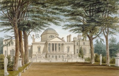 Vooraanzicht van Chiswick House, Chiswick, Hounslow, Londen, 1822 door John Chessell Buckler