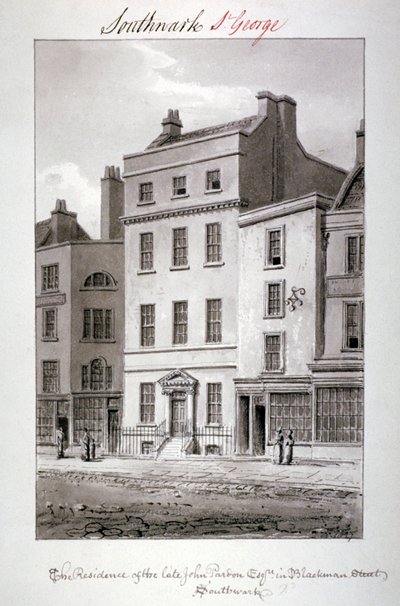 Huis in Blackman Street, Southwark, Londen door John Chessell Buckler