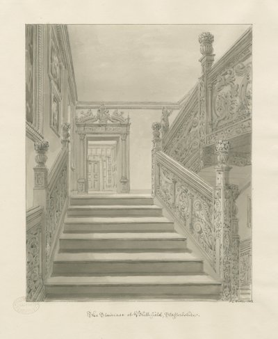 Interieur van Blithfield Hall door John Chessell Buckler