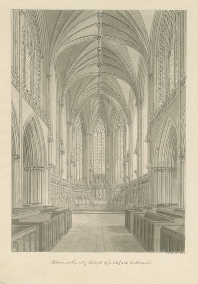 Interieur van Lichfield Kathedraal - Koor en Mariakapel door John Chessell Buckler