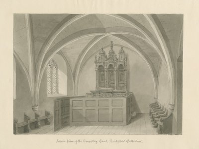 Interieur van Lichfield Kathedraal - Consistoriehof door John Chessell Buckler