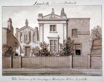 De residentie van de heer Armitage in Penlington Place, Lambeth, Londen, 1828 door John Chessell Buckler