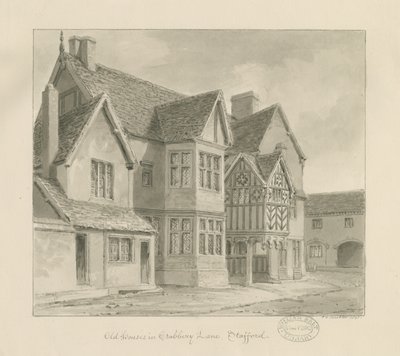 Stafford - Oude Huizen in Crabbery Lane door John Chessell Buckler