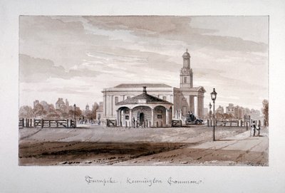 Uitzicht op een tolweg bij Kennington Common, Lambeth, Londen, 1827 door John Chessell Buckler