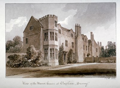 Zicht op het landhuis in Clapham, Surrey door John Chessell Buckler