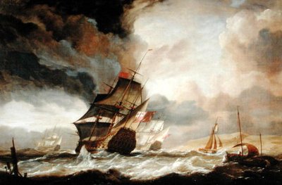 Linieschepen die naar zee varen door John Christian Schetky