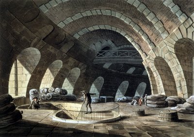 de graanbeurs in Parijs, gravure, begin 19e eeuw door John Claude (after) Nattes