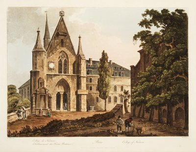 College van Navarre, illustratie uit Versailles, Parijs en Saint Denis, uitgegeven 1806 door John Claude Nattes
