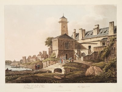 Parijs, brandweerwagen, illustratie uit Versailles, Parijs en Saint Denis, uitgegeven 1809 door John Claude Nattes