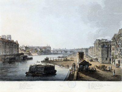 Parijs, de Pont Notre-Dame - tekening door J.C. Mats, ca. 1810 door John Claude Nattes