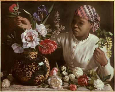 La negresse aux peonines - De zwarte vrouw met pioenen door John Clayton Adams