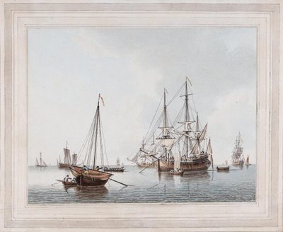 John Cleveley de Jonge - Scheepvaart in rust - 10704 door John Cleveley the Younger