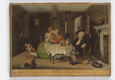 De Rustige Echtgenoot, prent gemaakt door John June, ca. 1768 door John Collet