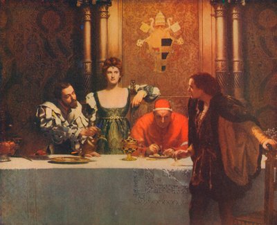 Een glas wijn met Caesar Borgia, 1893, 1914 door John Collier