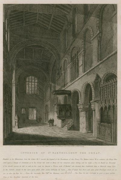 Interieur van de kerk van St Bartholomew the Great door John Coney