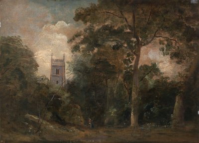 Een kerk in de bomen, ca. 1800 door John Constable