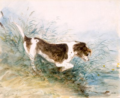 Een hond die een rat in het water bekijkt, 1831 door John Constable