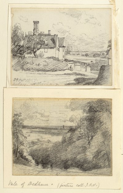 Een herenhuis en Dedham vanaf Gun Hill, Langham door John Constable